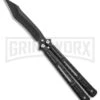 Chalkhill Balisong Butterfly Knife - Black Tanto Skeletonized -Best Knife Shop Black Balisong Clip Point Butterfly Knife Black Finish GX 37653 td large