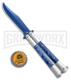 Regal Flipper Blue Swirl Balisong Butterfly Knife - Green Plain -Best Knife Shop Blue Swirl Balisong CP Butterfly Red GX 40648 jr bottlecap large