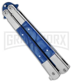 Regal Flipper Blue Swirl Balisong Butterfly Knife - Green Plain -Best Knife Shop Blue Swirl Balisong CP Butterfly Red GX 40648 jr spine large
