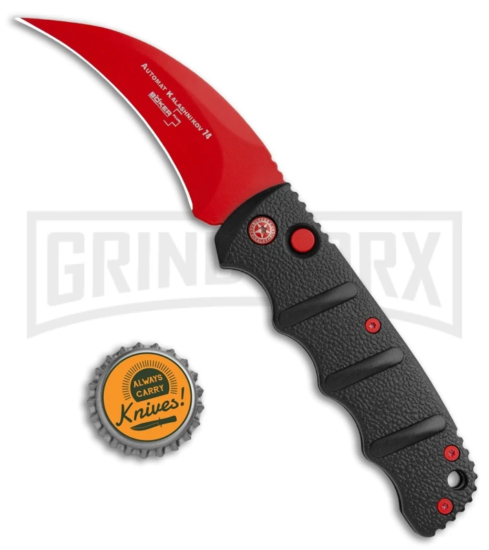 Boker Kalashnikov Black Widow Automatic Knife - Hawkbill Red Plain 6 Boker Kalashnikov Black Widow Automatic Knife - Hawkbill Red Plain - Image 4