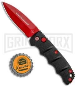 Boker Mini Kalashnikov Black Automatic Knife - Red Plain -Best Knife Shop Boker Black Widow Mini Kalashnikov Auto Dagger Red 01KALS57NSOI BHQ 96966 jr bottlecap update large
