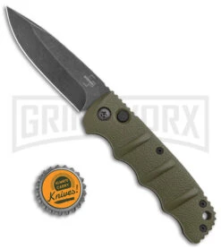 Boker Kalashnikov OD Green Automatic Knife - Drop Point Smokewash Plain -Best Knife Shop Boker Kalashnikov Auto OD Green D2 Smokewash BHQ 144761 jr bottlecap large