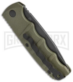 Boker Kalashnikov OD Green Automatic Knife - Drop Point Smokewash Plain -Best Knife Shop Boker Kalashnikov Auto OD Green D2 Smokewash BHQ 144761 jr side large