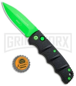 Boker Kalashnikov Automatic Knife - D2 Dagger Electric Green Plain -Best Knife Shop Boker Kalashnikov Black Widow Green jr bottlecap large