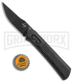 Boker Lundquist Alluvial Black Aluminum Automatic Knife - Black Plain -Best Knife Shop Boker Lundquist Alluvial Auto Black Aluminum Black BHQ 125068 jr bottlecap large