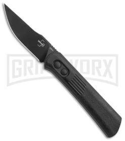 Boker Lundquist Alluvial Black Aluminum Automatic Knife - Black Plain