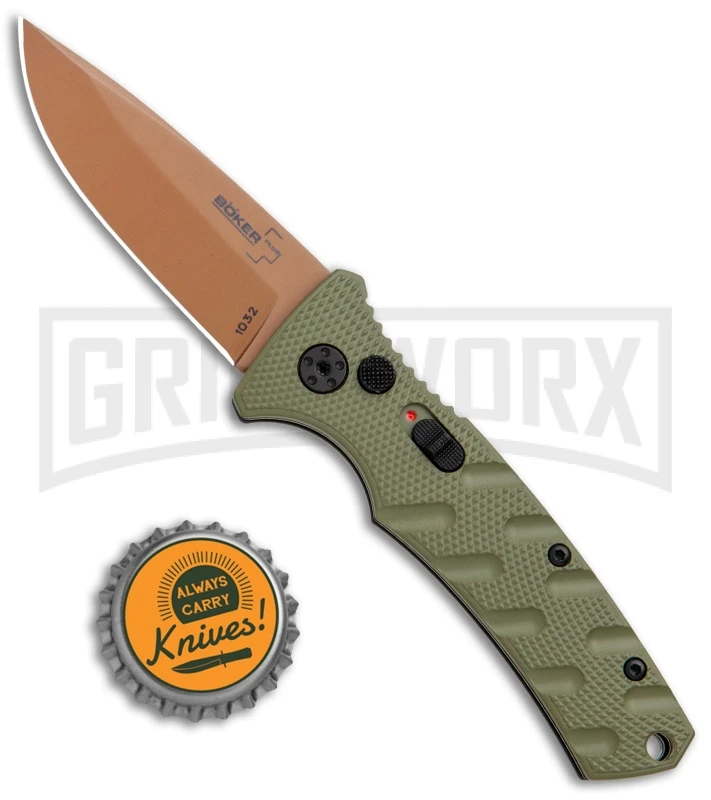 Boker Mini Strike Automatic Knife Black - Drop Point Copper Plain 6 Boker Mini Strike Automatic Knife Black - Drop Point Copper Plain - Image 4
