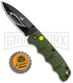 Boker Mini Kalashnikov Warhawk Automatic Knife Green - D2 Black Plain -Best Knife Shop Boker Mini Warhawk Kalashnikov Auto Dagger Green Black BHQ 113923 jr bottlecap large