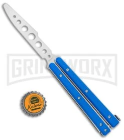 Boker Plus Mini Balisong Solid Blue Trainer Knife - Satin Dull -Best Knife Shop Boker Plus Mini Balisong Trainer Blue G 10 Satin 01BO716SOI BHQ 99640 jr bottlecap large