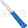 Boker Plus Mini Balisong Solid Blue Trainer Knife - Satin Dull -Best Knife Shop Boker Plus Mini Balisong Trainer Blue G 10 Satin 01BO716SOI BHQ 99640 jr large