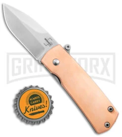Boker Plus Shamsher Copper Automatic Liner Lock Knife - Satin Plain -Best Knife Shop Boker Plus Shamsher Auto LL Copper Satin BHQ 139171 jr bottlecap large