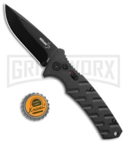 Boker Plus Strike Automatic Knife - Drop Point Black Plain -Best Knife Shop Boker Plus Strike Bowie Auto Black 01BO433NSOI BHQ 97031 jr bottlecap large