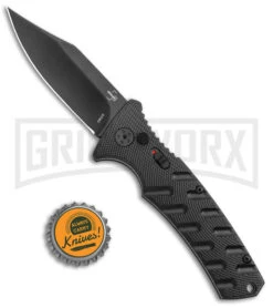 Boker Plus Strike Black Automatic Knife - Black Plain -Best Knife Shop Boker Plus Strike Bowie Auto Black Black BHQ 125300 jr bottlecap large