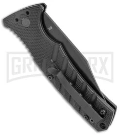 Boker Plus Strike Black Automatic Knife - Black Plain -Best Knife Shop Boker Plus Strike Bowie Auto Black Black BHQ 125300 jr side large