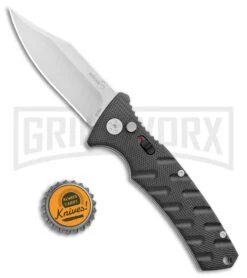 Boker Plus Strike Automatic Knife - Bowie Stonewash Plain -Best Knife Shop Boker Plus Strike Bowie Auto Black SW 01BO429NSOI BHQ 97034 jr bottlecap large