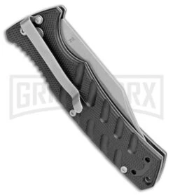 Boker Plus Strike Automatic Knife - Bowie Stonewash Plain -Best Knife Shop Boker Plus Strike Bowie Auto Black SW 01BO429NSOI BHQ 97034 jr side large