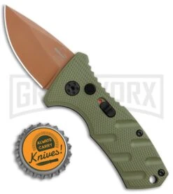 Boker Stubby Strike Automatic Knife - Desert Warrior 9 Boker Stubby Strike Automatic Knife - Desert Warrior -Best Knife Shop Boker Stubby Strike CA Legal Auto OD Green Copper 01BO443NSOI BHQ 99649 jr bottlecap large