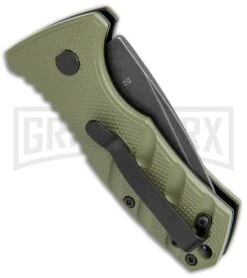 Boker Stubby Strike OD Green Automatic Knife - Black Stonewash -Best Knife Shop Boker Stubby Strike CA Legal Auto OD Green Smokewash 01BO442NSOI BHQ 99648 jr side large