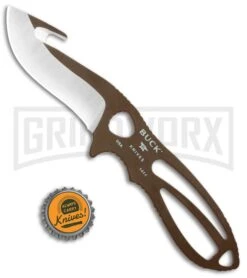 Buck Knives Buck PakLite Large Skinner Guthook Brown Fixed Blade Knife - Satin Recurve -Best Knife Shop Buck PackLite Large skinner guthook Brown Satin 0141BRG BHQ 106681 jr bottlecap large