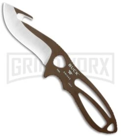 Buck Knives Buck PakLite Large Skinner Guthook Brown Fixed Blade Knife - Satin Recurve