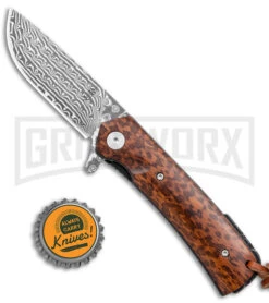 Buck N Bear Snakewood Flipper Liner Lock Knife - Damascus Plain -Best Knife Shop Buck n Bear LL Snakewood Damascus BHQ 144191 jr bottlecap large