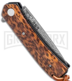 Buck N Bear Snakewood Flipper Liner Lock Knife - Damascus Plain -Best Knife Shop Buck n Bear LL Snakewood Damascus BHQ 144191 jr side large