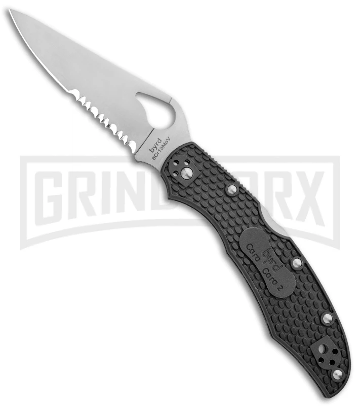 Byrd Cara Cara 2 Gray FRN Folding Knife - Satin Serr 3 Byrd Cara Cara 2 Gray FRN Folding Knife - Satin Serr