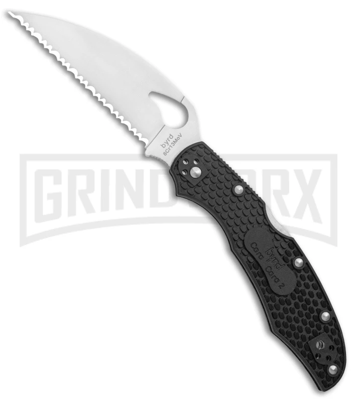 Byrd Cara Cara 2 Folding Knife Black FRN Wharncliffe - Satin Serr 3 Byrd Cara Cara 2 Folding Knife Black FRN Wharncliffe - Satin Serr