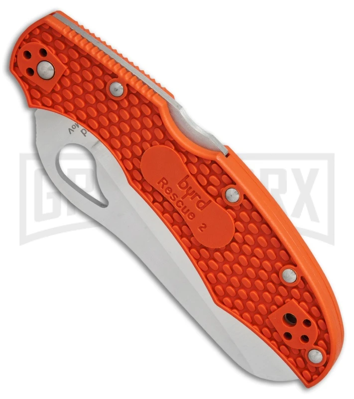 Byrd Orange Cara Cara Rescue 2 FRN Folding Knife - Satin Serr 4 Byrd Orange Cara Cara Rescue 2 FRN Folding Knife - Satin Serr - Image 2