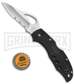 Byrd Meadowlark Black FRN Folding Knife - Satin Serr -Best Knife Shop Byrd Meadlowlark FRN LB Satin Serr BY04PSBK BHQ 6921 jr bottlecap large