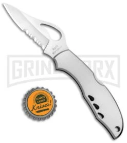 Byrd Meadowlark Stainless Steel Folding Knife - Satin Serr -Best Knife Shop Byrd Meadowlark LB SS Satin Serr BY04PSCP BHQ 97669 jr bottlecap large