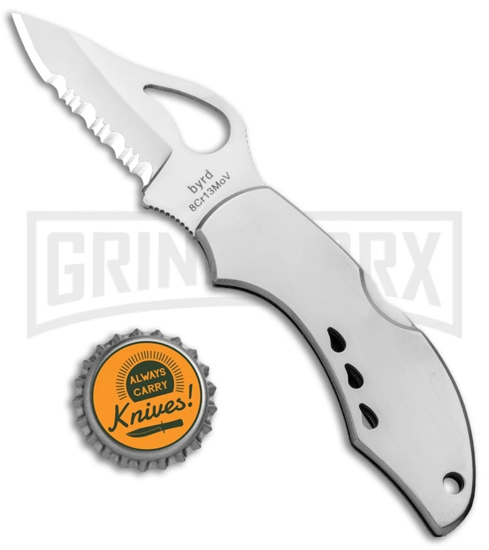 Byrd Robin Stainless Steel Folding Knife - Satin Serrated 6 Byrd Robin Stainless Steel Folding Knife - Satin Serrated - Image 4
