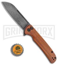 CIVIVI Chevalier Cuibourtia Wood Button Lock Flipper Knife - Damascus -Best Knife Shop CIVIVI Chevalier Button Lock Flipper Cuibourtia Wood Damascus BHQ 142910 jr bottlecap large