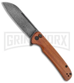 CIVIVI Chevalier Cuibourtia Wood Button Lock Flipper Knife - Damascus