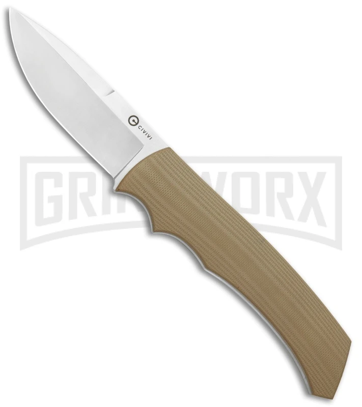 CIVIVI M2 Backup Tan G-10 Fixed Blade Drop Point Satin S/E 3 CIVIVI M2 Backup Tan G-10 Fixed Blade Drop Point Satin S/E