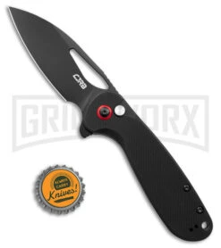 CJRB LAGO Black G-10 Button Lock Flipper Knife - Black Plain -Best Knife Shop CJRB LAGO Button Lock Black G 10 Black BHQ 176765 jr bottlecap large