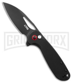 CJRB LAGO Black G-10 Button Lock Flipper Knife - Black Plain