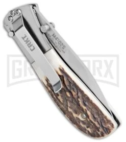 CRKT Carson Stag Spring Assisted Knife - Satin Plain -Best Knife Shop CRKT Carson M4 02S Stag SA Satin BHQ 7036 jr side large