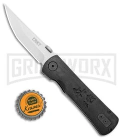CRKT Folding Heiho Black G-10 Spring Assisted Knife - Satin Plain -Best Knife Shop CRKT Folding Heiho SA Satin 2900 BHQ 6277 jr bottlecap large