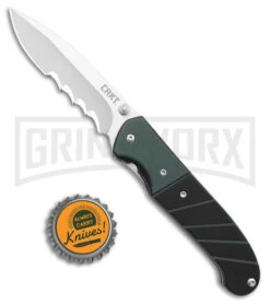 CRKT Ignitor Black & Green G-10 Spring Assisted Knife - Satin Serr -Best Knife Shop CRKT Ignitor SA Black and Green G 10 Satin Serr BHQ 4147 jr bottlecap large