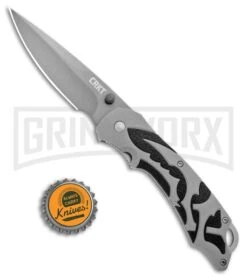 CRKT Moxie Gray/Black Spring Assisted Knife - Titanium Plain -Best Knife Shop CRKT Merch Moxie Gray Black SA Grey Plain 1102 BHQ 18527 jr bottlecap large