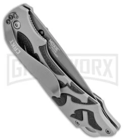 CRKT Moxie Gray/Black Spring Assisted Knife - Titanium Plain -Best Knife Shop CRKT Merch Moxie Gray Black SA Grey Plain 1102 BHQ 18527 jr side large