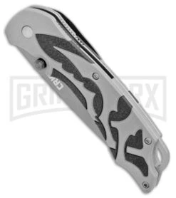 CRKT Moxie Gray/Black Spring Assisted Knife - Titanium Plain -Best Knife Shop CRKT Merch Moxie Gray Black SA Grey Plain 1102 BHQ 18527 jr spine large