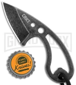 CRKT Owlet Fixed Blade Black Stonewash Neck Knife - Drop Point -Best Knife Shop CRKT Owlet Neck Skeletonized Black SW 2716 BHQ 103912 jr bottlecap large