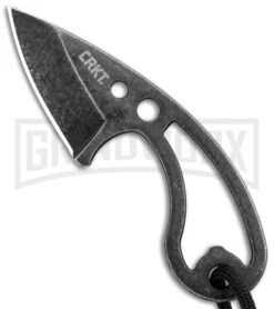 CRKT Owlet Fixed Blade Black Stonewash Neck Knife - Drop Point