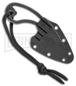 CRKT Owlet Fixed Blade Black Stonewash Neck Knife - Drop Point -Best Knife Shop CRKT Owlet Neck Skeletonized Black SW 2716 BHQ 103912 jr sheath large