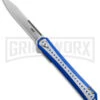 CRKT Stickler Blue Aluminum Liner Lock Knife - Satin Plain -Best Knife Shop CRKT Stickler LL Assisted Flipper Knife Blue Aluminum 2in Satin BHQ 145866 td large