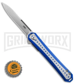 CRKT Stickler Blue Aluminum Liner Lock Knife - Satin Plain -Best Knife Shop CRKT Stickler LL Assisted Flipper Knife Blue Aluminum 2in Satin BHQ 145866 td size large
