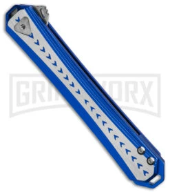 CRKT Stickler Blue Aluminum Liner Lock Knife - Satin Plain -Best Knife Shop CRKT Stickler LL Assisted Flipper Knife Blue Aluminum 2in Satin BHQ 145866 td spine large