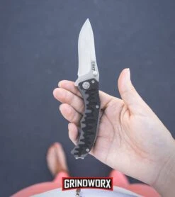 CRKT Drip Tighe Gray CF/G-10 Drop Point Outburst A/O Knife - Satin Plain -Best Knife Shop CRKT drip tighe drop point outburst 1190 BHQ 71235 dl large